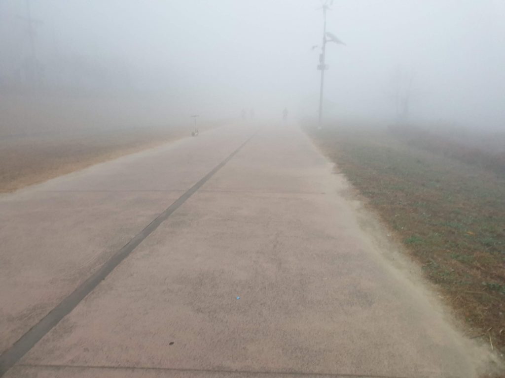 In a foggy morning after meditation